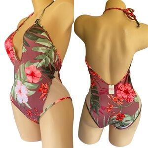 Victorias Secret PINK Swimwear Monokini swimsuit floral  New WITH TAGS MEDIUM .